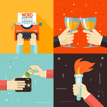 Wallet Payment Word Power Mass Media Victory Celebration Success Hands Icon Stylish Background Modern Flat Design Vector Illustrationのイラスト素材