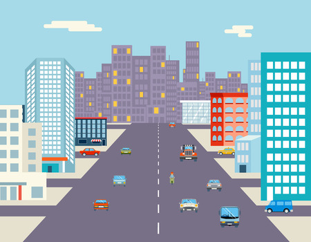 car ride driving street background flat vector illustrationのイラスト素材