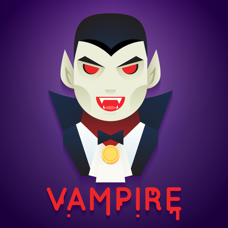 Halloween Party Vampire Role Character Bust Icons Stylish Background Flat Design Greeting Card Vector Illustrationのイラスト素材