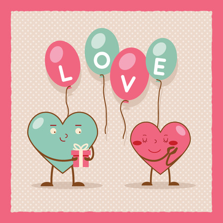 Valentines day Heart Gift Boy Girl Icon Design Poster Template Vector Illustrationのイラスト素材