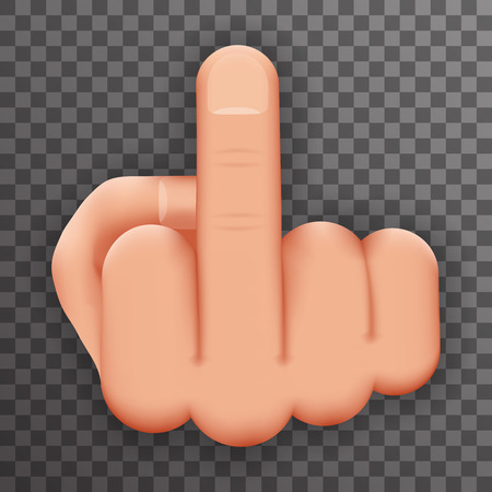 Realistic 3d Hand Middle Finger Up You Off Palm Icon Symbol Concept Transparent Background Template Illustrationのイラスト素材