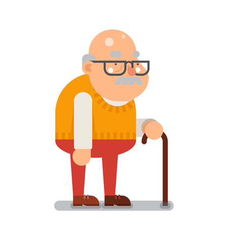 Grandfather Old Man Character Cartoon Flat illustration