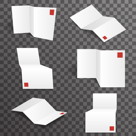 Paper white accordion different points of view mockup template set transparent background design vector illustrationのイラスト素材
