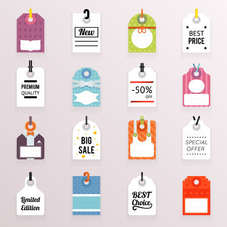 Sale Price Labels Icons Set   Text Tag Symbol Template Vector Illustrationのイラスト素材