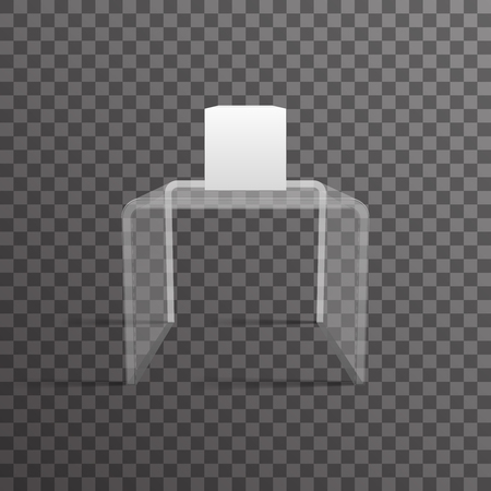 Glass rack shelf podium 3d isometric realistic design vector illustrationのイラスト素材