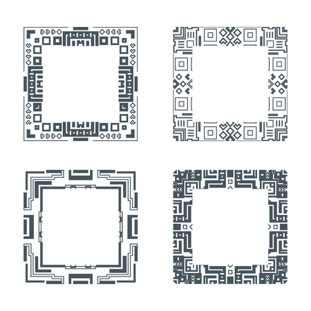 Ethnic design decorative geometric frames set ornament vector illustrationのイラスト素材