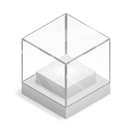 Glass Isometric Isolated box realistic shop mockup background design vector illustrationのイラスト素材