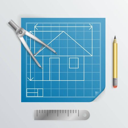 Compass Divider Engineering Planning Icon Symbol blueprint Background Design Illustrationの写真素材