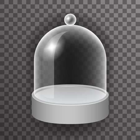 dome glass showcase box isolated 3d realistic shop mockup transparent background design vector illustrationのイラスト素材