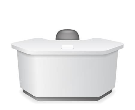 Reception office table with chair realistic 3d template vector illustrationのイラスト素材