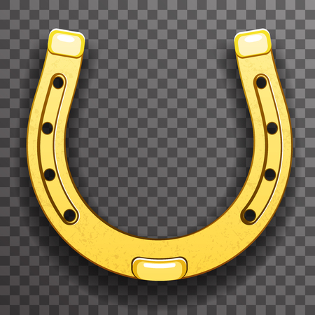 Gold metal horseshoe luck symbol fortune talisman background transparent icon vector illustrationのイラスト素材