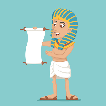 Egyptian character read scroll icon cartoon design vector illustrationのイラスト素材