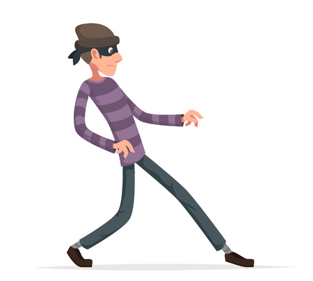 Thief sneak walk cartoon criminal vector character illustration.のイラスト素材