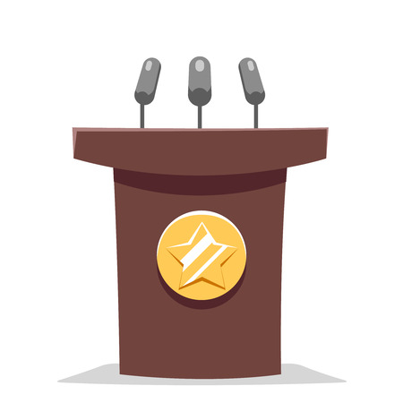 Hustings tribune rostrum performance politician cartoon design vector illustrationのイラスト素材