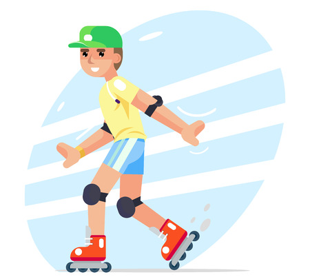 Roller boy flat character design vector illustration.のイラスト素材