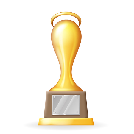 Award cup victory prize realistic trophy 3d icons isolated design vector illustrationのイラスト素材