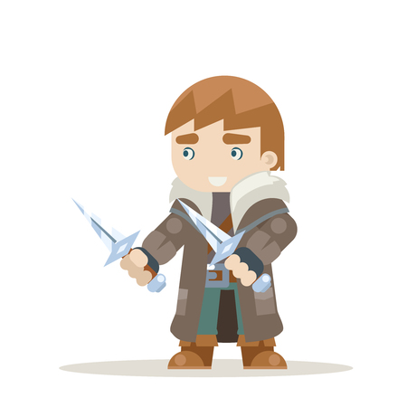 Rogue outlaw assassin thief burglar fantasy medieval action RPG game character layered animation ready character vector illustrationのイラスト素材