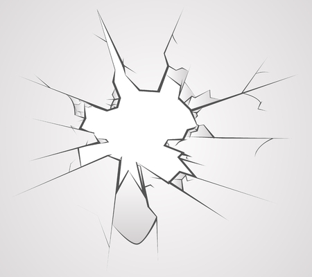 Broken glass hole cracks transperent background vector illustrationのイラスト素材