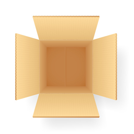 Corrugated paper cardboard box shipping packing recycling open top vector illustrationのイラスト素材