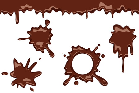 Spill chocolate splash dripping flowing splatter seamless liquid cartoon design vector illustrationのイラスト素材