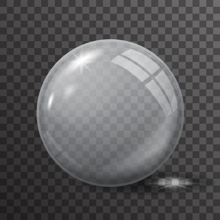 Glass ball realistic 3d transparent background template vector illustrationのイラスト素材
