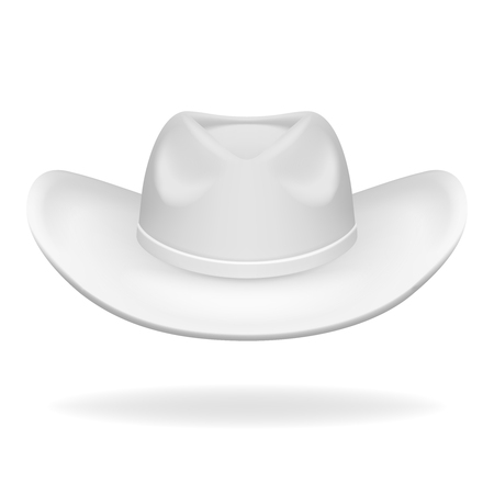 Cowboy hat white isolated 3d realistic icon design vector illustrationのイラスト素材