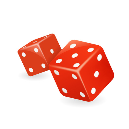 Red dice 3d realistic casino game gambling deisgn isolated icon vector illustrationのイラスト素材