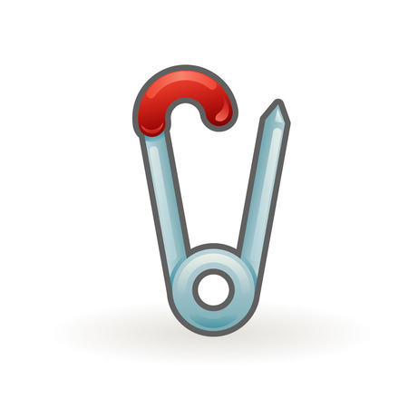 Baby clothes safety nappy diaper pin spring mechanism clasp isolated design cartoon vector illustrationのイラスト素材