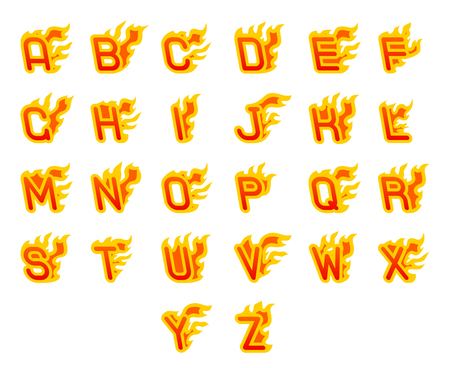 Fiery a to z letters burning abc fire flame hot font alphabet design vector illustrationのイラスト素材
