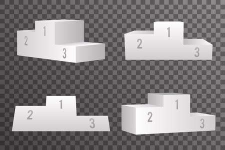 Win level pedestal achievement podium scene place winner award ceremony realistic 3d template set vector illustrationのイラスト素材