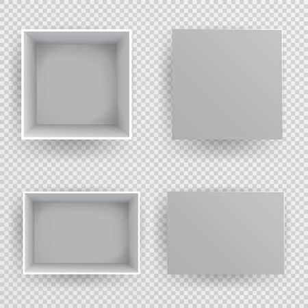 Top view paper open box vector realistic design illustrationのイラスト素材