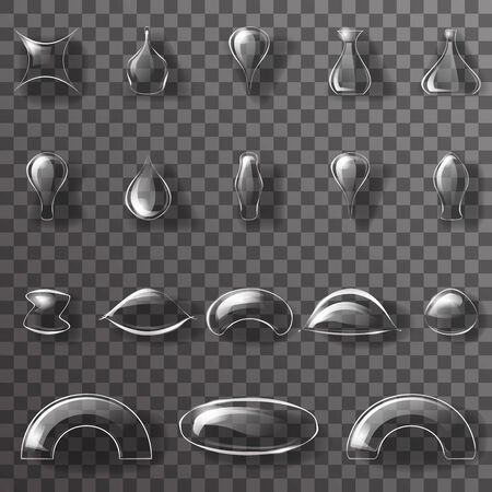 Glass plate ui buttons icons transparent background design glossy elements vector illustrationのイラスト素材