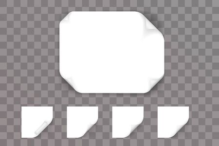 White paper page curl transparent template background mock up design vector illustrationのイラスト素材