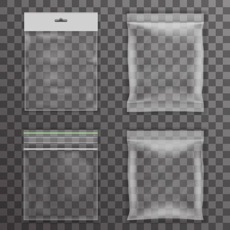 Plastic bag empty food packaging icon set transparent background vector illustrationのイラスト素材