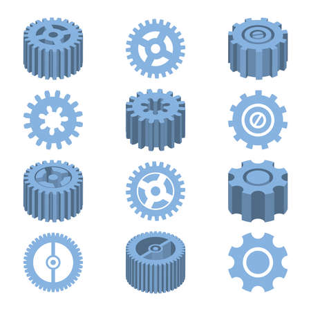 Isometric gears set mechanical design vector illustrationのイラスト素材