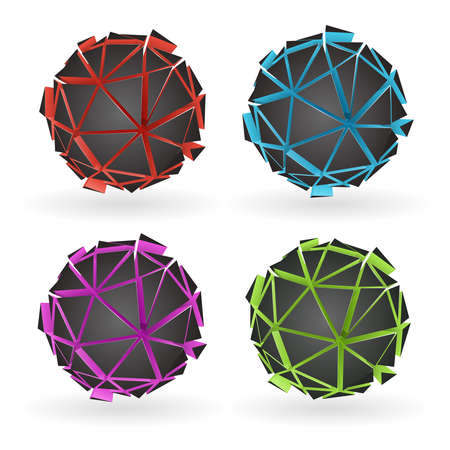 Geometric low polygonal cracked sphere abstract design vector illustrationのイラスト素材