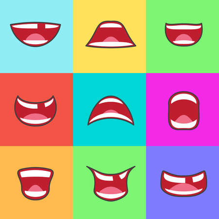 Cartoon kids smile happy children mouth set design vector illustrationのイラスト素材