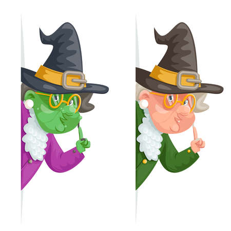 Witch wise advice look out corner grandmother talking old woman granny character cartoon design vector illustrationのイラスト素材