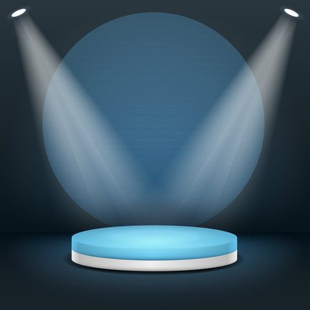 Scene interior studio room illuminated empty podium space wall floor vector illustrationのイラスト素材