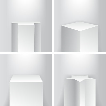 Empty geometrical product showroom base podium platform stage pillars vector illustrationのイラスト素材