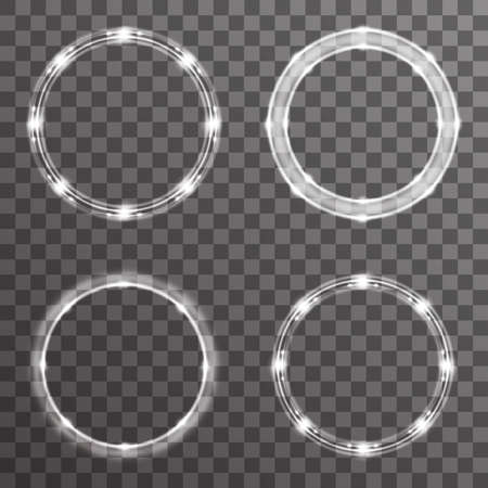 Illumination effect light ring glow bright electric special abstract flare set transparent background vector illustrationのイラスト素材