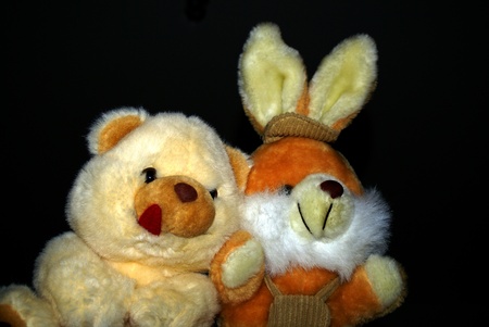 Bunny and teddy bearの写真素材