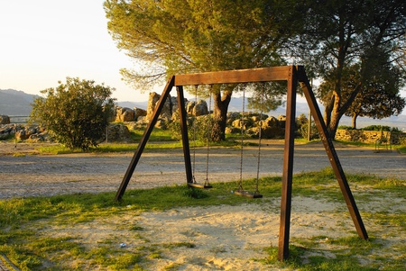 Wooden swingの写真素材