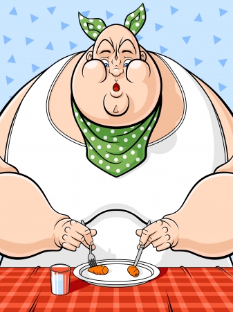 Illustration of obese man sticking to a strict dietのイラスト素材