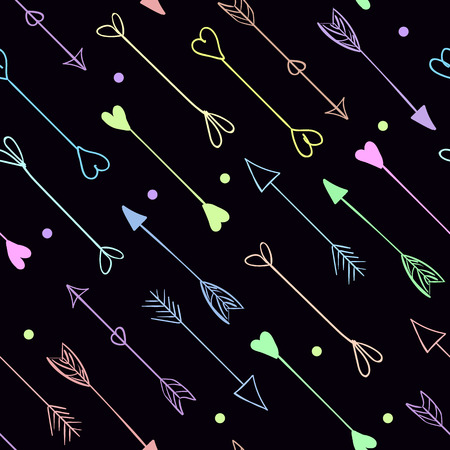 Vector colorful hand-drawn arrows seamless patternのイラスト素材