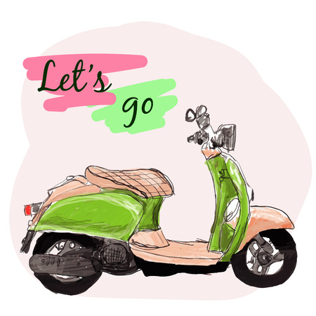 Retro scooter vector illustration.のイラスト素材