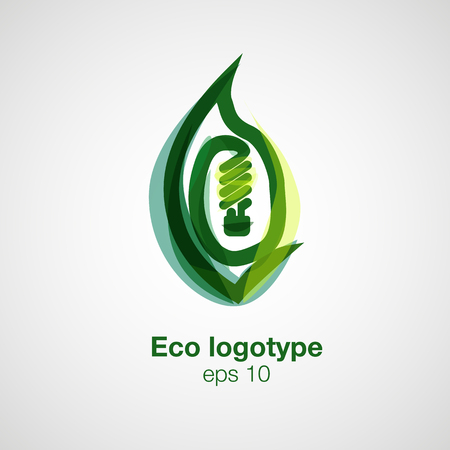 Eco logotype. Bulb in leaf vector conceptのイラスト素材