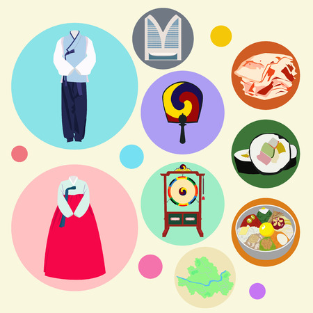 Korean traditional elements vector setのイラスト素材