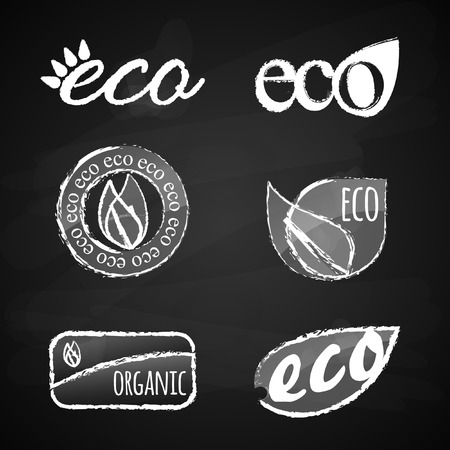 Ecology chalk icons setのイラスト素材