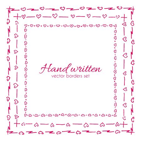 Set of hand drawn vector pen line bordersのイラスト素材